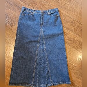 NYDJ Tummy Tuck JEANS denim SKIRT Sz 14 Long Modest Stretch C